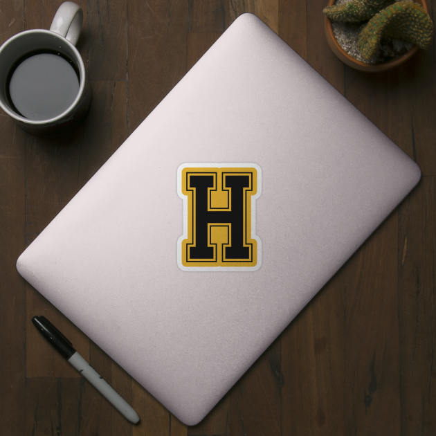 Monogram Black Yellow College House Initial H by redhomestead